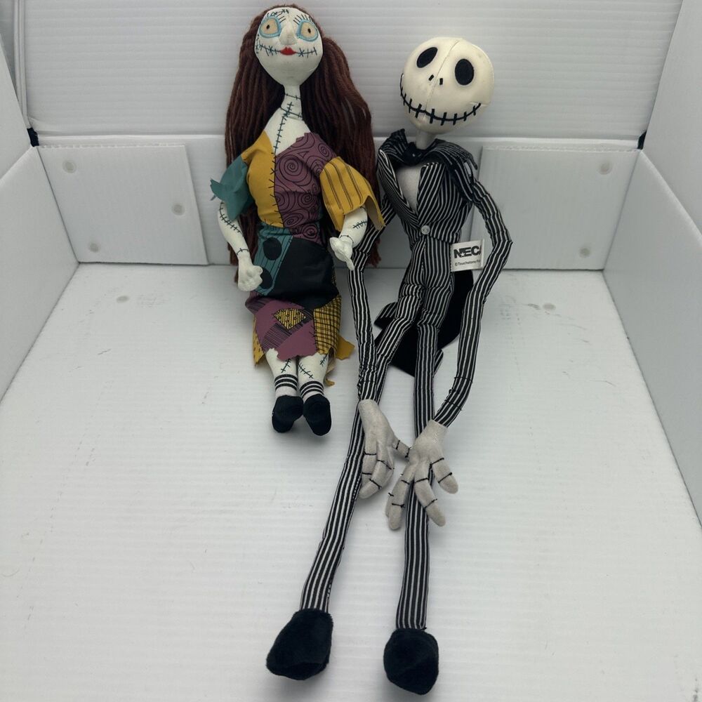 RARE 2004 NECA Jack Skellington and Sally Plush dolls Nightmare Before Christmas